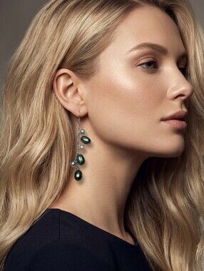 G Fashion NWT Emerald Green Pearl Silver-Tone Drop Dangle Earrings 🐈